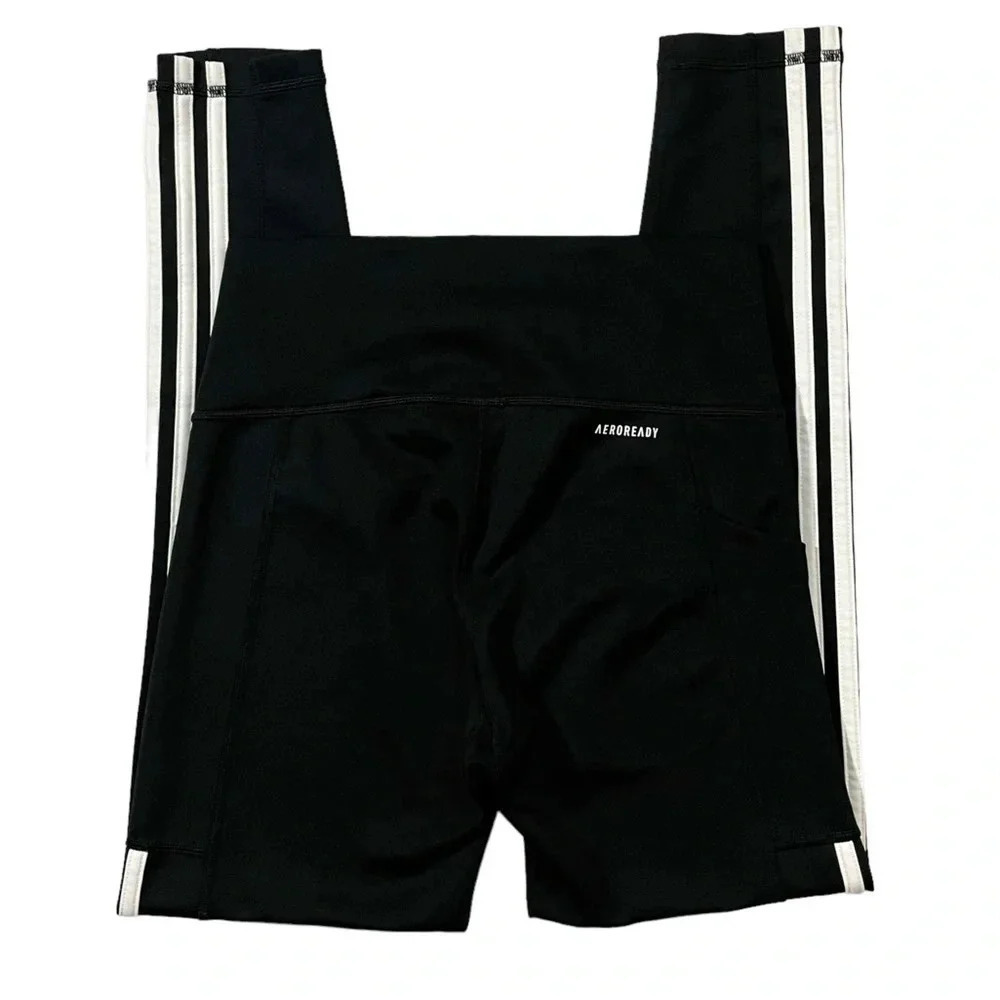 Adidas Aeroready 3 Stripe High Waisted 7/8 Leggings NWOT - Picture 4 of 4